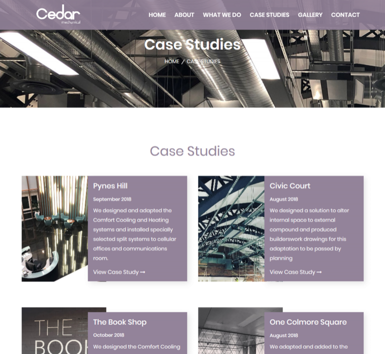 Case Studies page